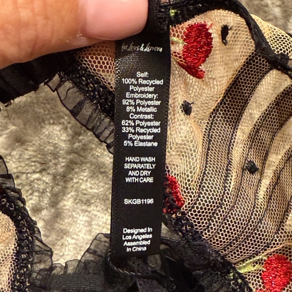 New! for love and lemons cherry embroidered garter belt black 31283 - Picture 9 of 10